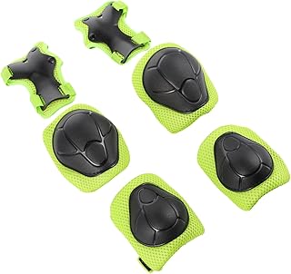 BCOATH 1 Conjunto De Joelheiras Esportivas E Cotoveleiras Conjunto De Joelheiras E Cotoveleiras De Gel Terno Amarelo Conjuntos De Skate Para Meninas Para Meninos Cotoveleiras Para