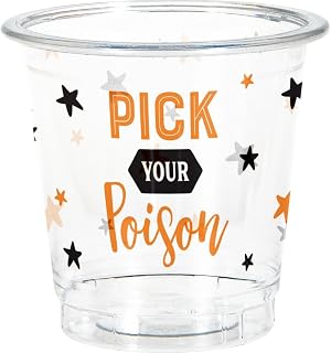 Halloween Pick Your Poison 2 oz. Plastic Shot Glasses 8 Per Pack