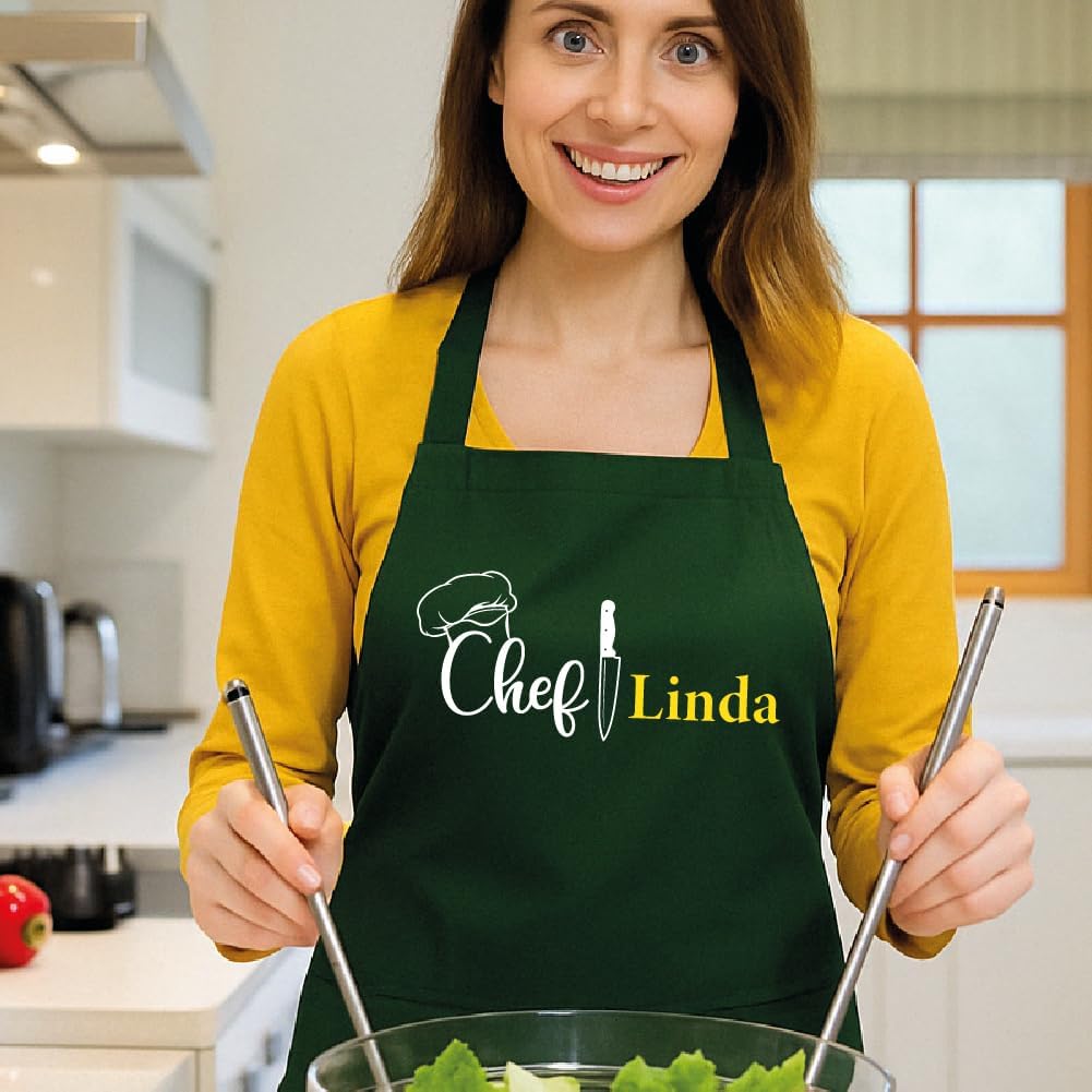 Custom Apron With Photo & Text, Personalized Cooking Apron For Men & Women, Adjustable Chef Apron With Pockets, Funny Gift for Dad, Mom, BBQ Lovers, Birthday or Christmas - Image 2