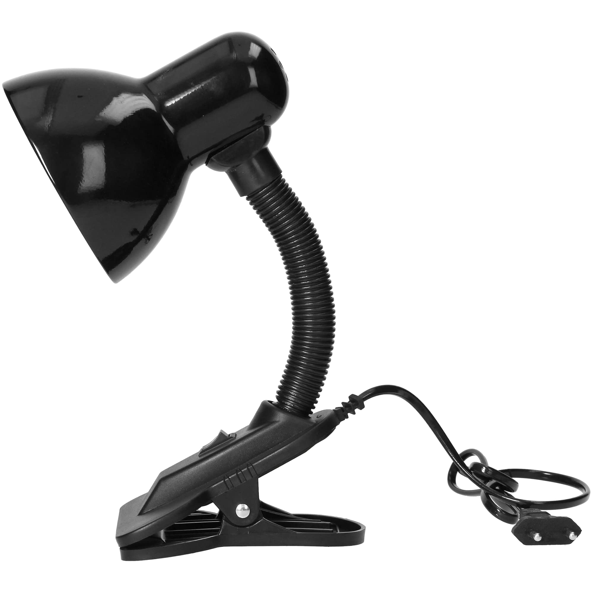 Virone LATSA 10W Lampe de Lecture Lit E27 Avec Clip et Interrupteur Acier + Plastique Flexible Longueur du câble ~ 90 cm (le noir)