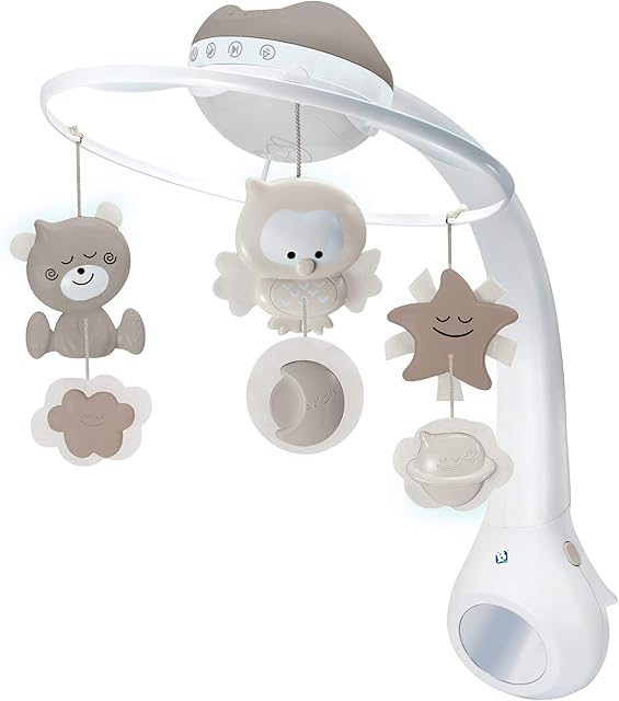INFANTINO 3 in 1 Projector Musical Mobile - Convertible mobile, table and cot light and projector, with wake up mode to simulate daylight, complete with 6 melodies and 4 nature sounds