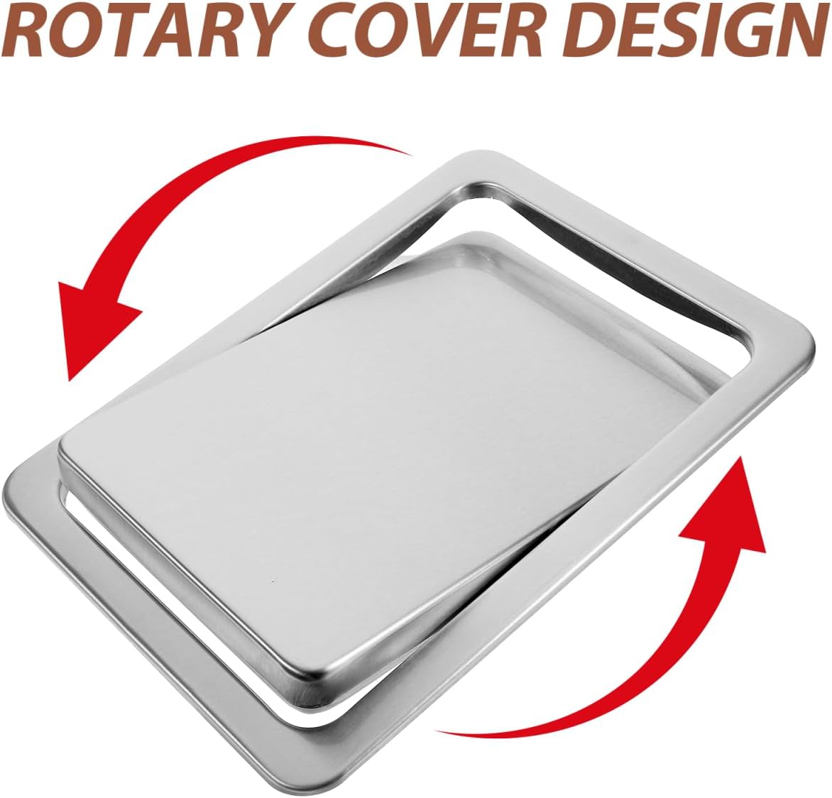 Amosfun Stainless Steel Embedded Trash Bin Flap Cover Countertop Waste Chute Lid 9.05 x 6.49 x 1.29 Inch Recessed Garbage Lid for Kitchen Bathroom Office
