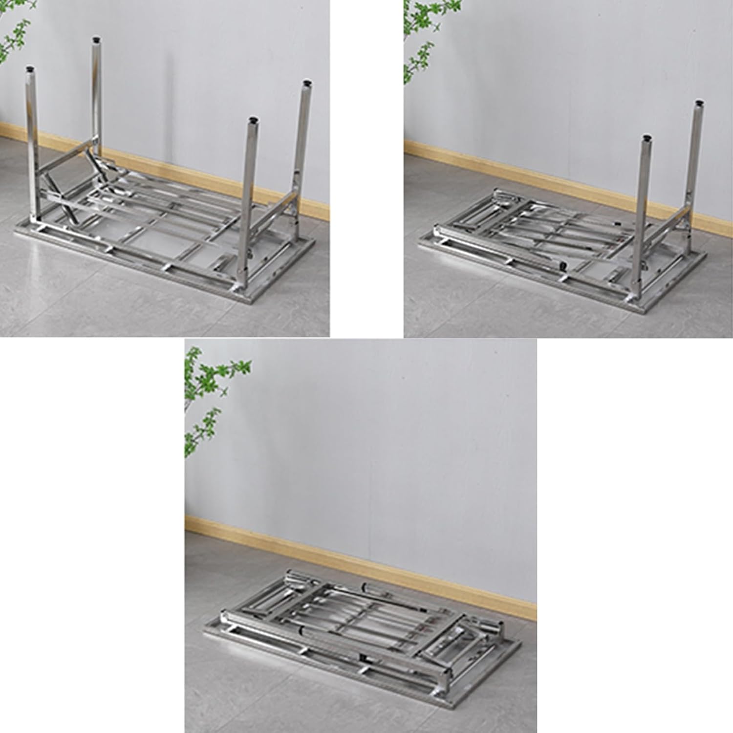 Commercial 304 Stainless Steel Work Table Foldable Conference Table Outdoor Rainproof Stall Workbench No Installation Required