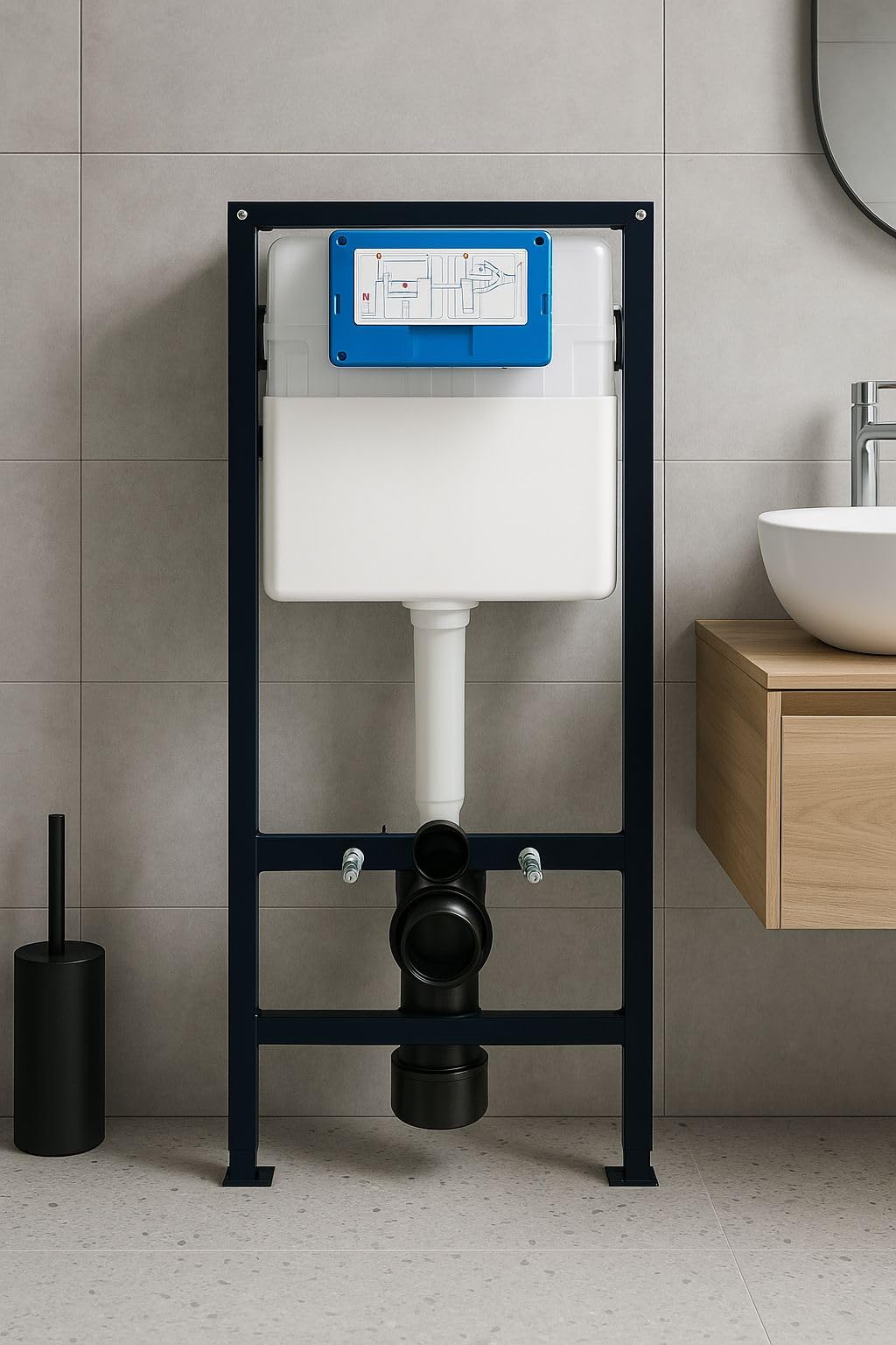 JAPAR Promicro Unterputz Spülkasten Komplettset mit Betätigungsplatte Weiß – Vorwandelement für Wand WC – Unterputzspülkasten austauschbar, 2-Mengen Spülung, leise & platzsparend