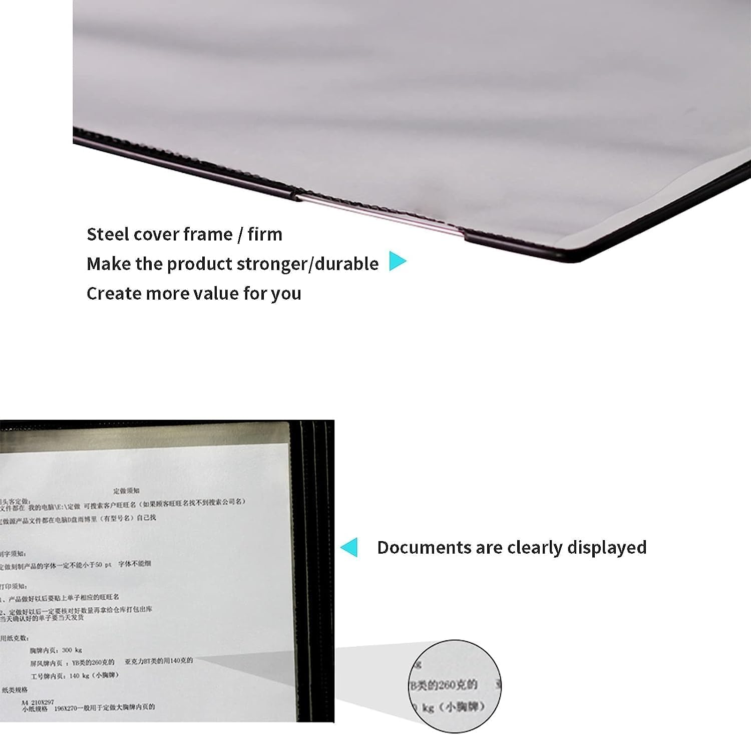Carpeta de archivos A4 para montar en la pared, Portadocumentos for pasar páginas(Blu)