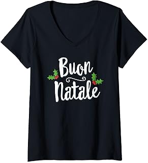 Womens Buon Natale Italy Pride Xmas Holiday Italian Christmas V-Neck T-Shirt