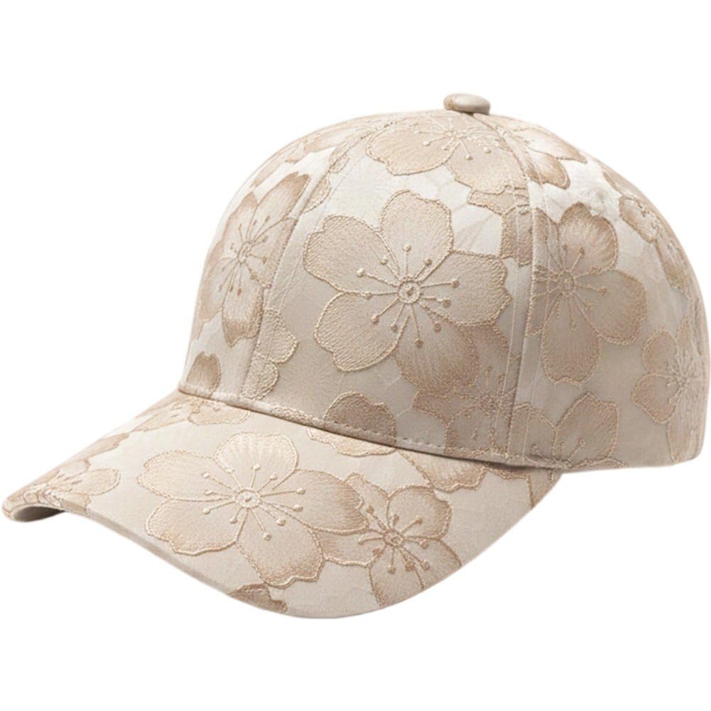 Sslvya Floral Design Baseball Cap for Women Adjustable Sun Protection Baseball Hats for Running Golf Gym Workout