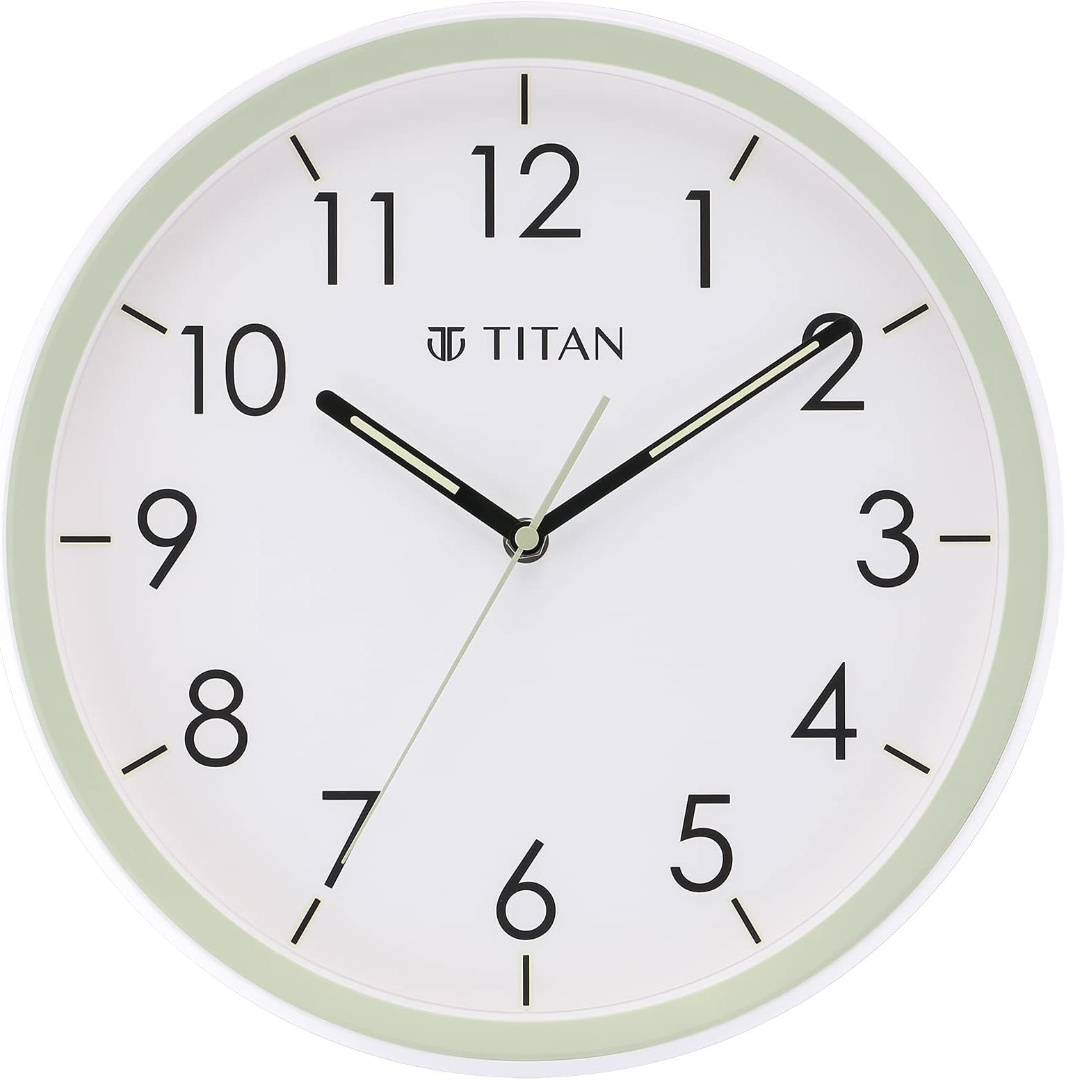 Titan Contemporary White Dial Green Color Lume Filled Hands Technology - 32.5 cm x 32.5 cm (Medium)