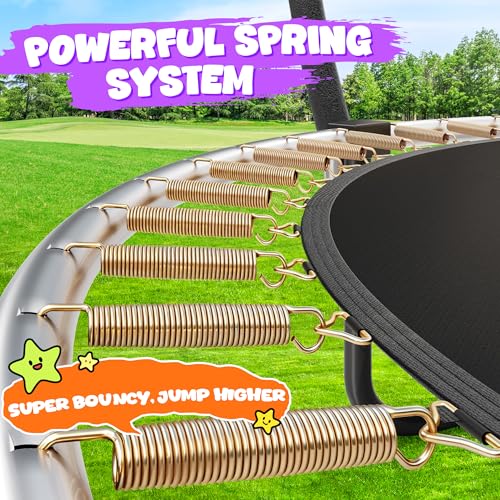 Image of JELENS Trampoline 8FT 10FT 12FT 14FT 15FT 16FT, Recreational Trampolines with Enclosure Net, Outdoor Anti-Rust Trampolines for Kids and Adults, ASTM Approved