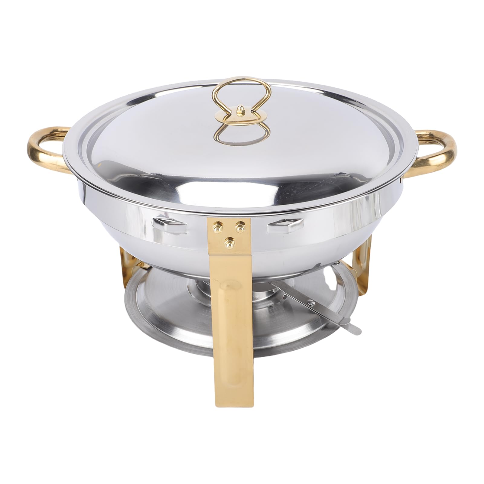 Juego de Calentador de Buffet Redondo de Acero Inoxidable de 4,5 L con Soportes Apilables y Bandeja de Agua y Comida, para Fiestas, Bodas, Catering, Eventos, Reuniones Corporativas