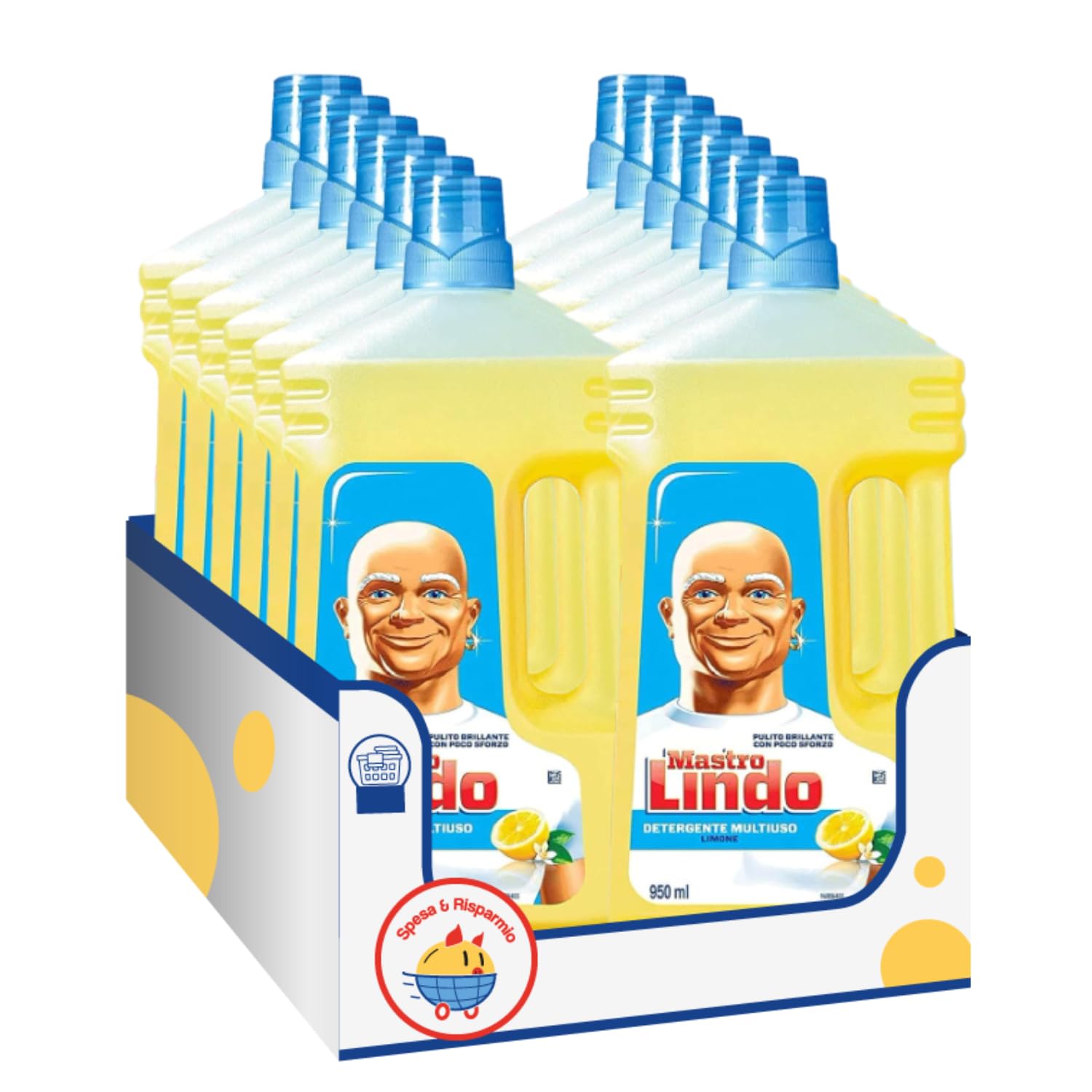 Detersivo Liquido Pavimenti e Multisuperficie – Profumo Limone – Formato 950 ml – Variazioni 4/8/12 Pezzi (12)