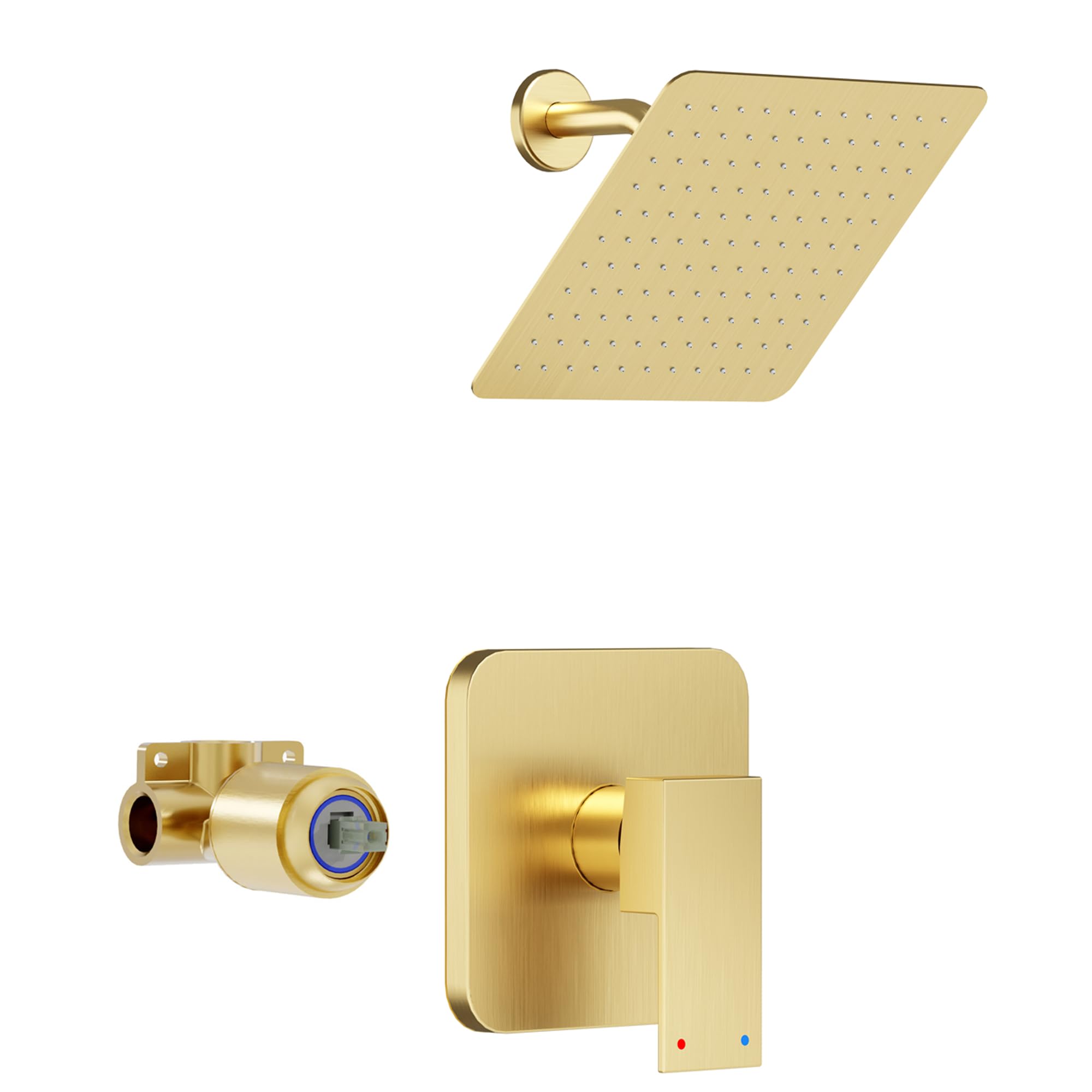 HoliSpa Shower Faucet Set, Gold Shower Faucet, All Metal 8-Inch Showerhead and Handle Set, Shower-Trim Kit Included Valve, Brushed Gold
