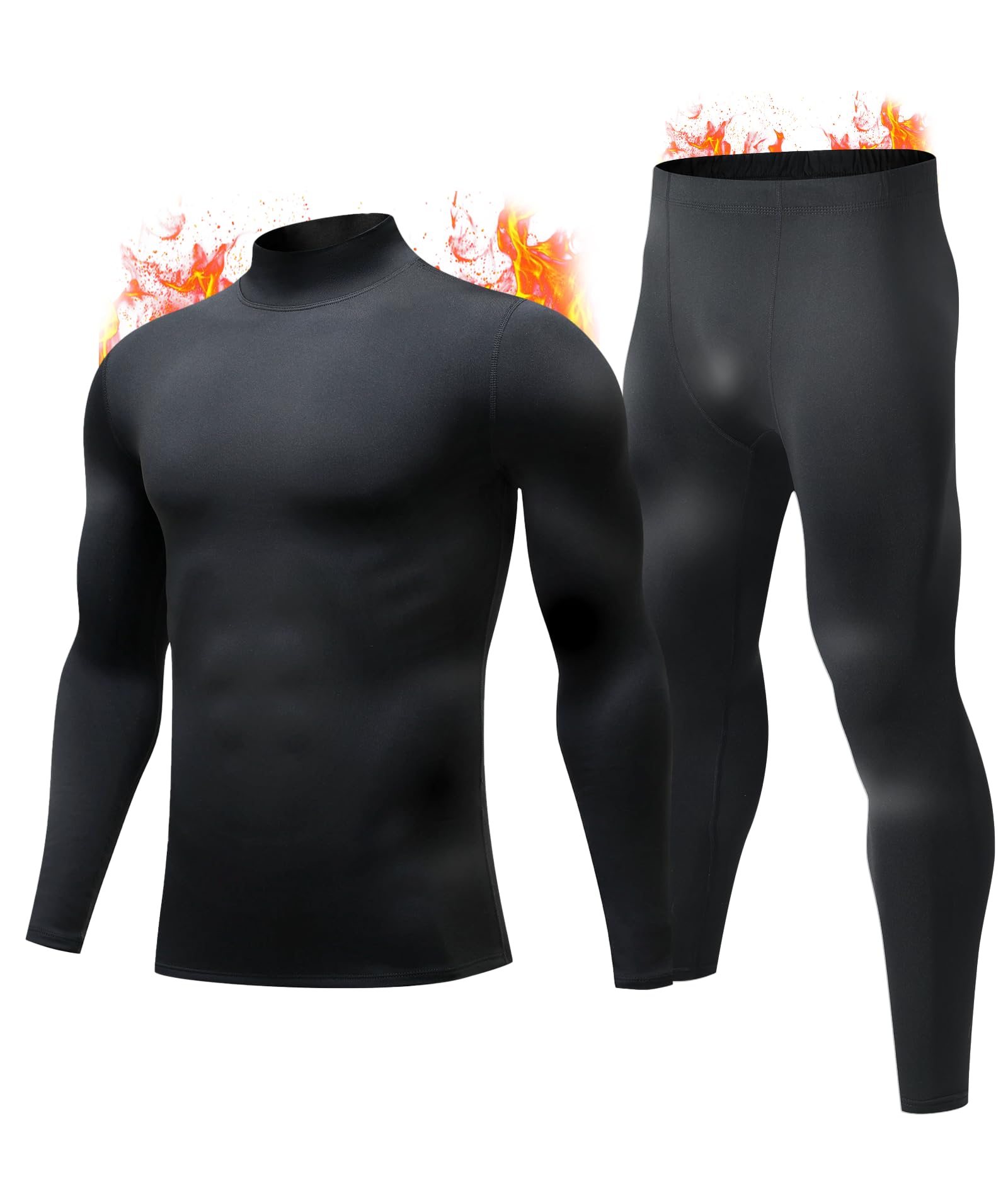 JZCreater Thermal Underwear for Men, Mens Long Johns Thermal Underwear Set, Fleece Lined Base Layer for Cold Weather
