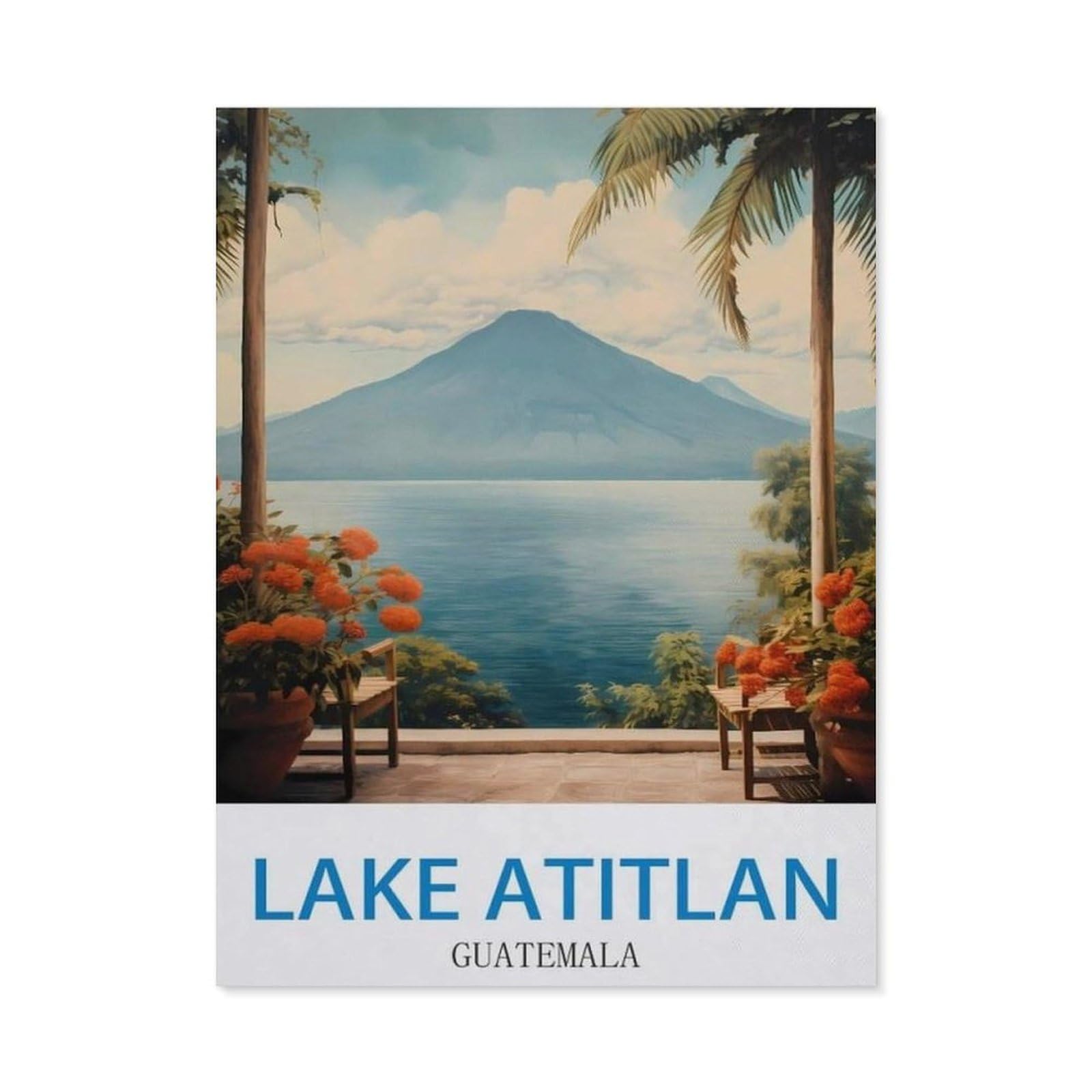 BEAYODKP 5D DIY Full Round Drill Diamond Painting，Lake Atitlan Guatemala