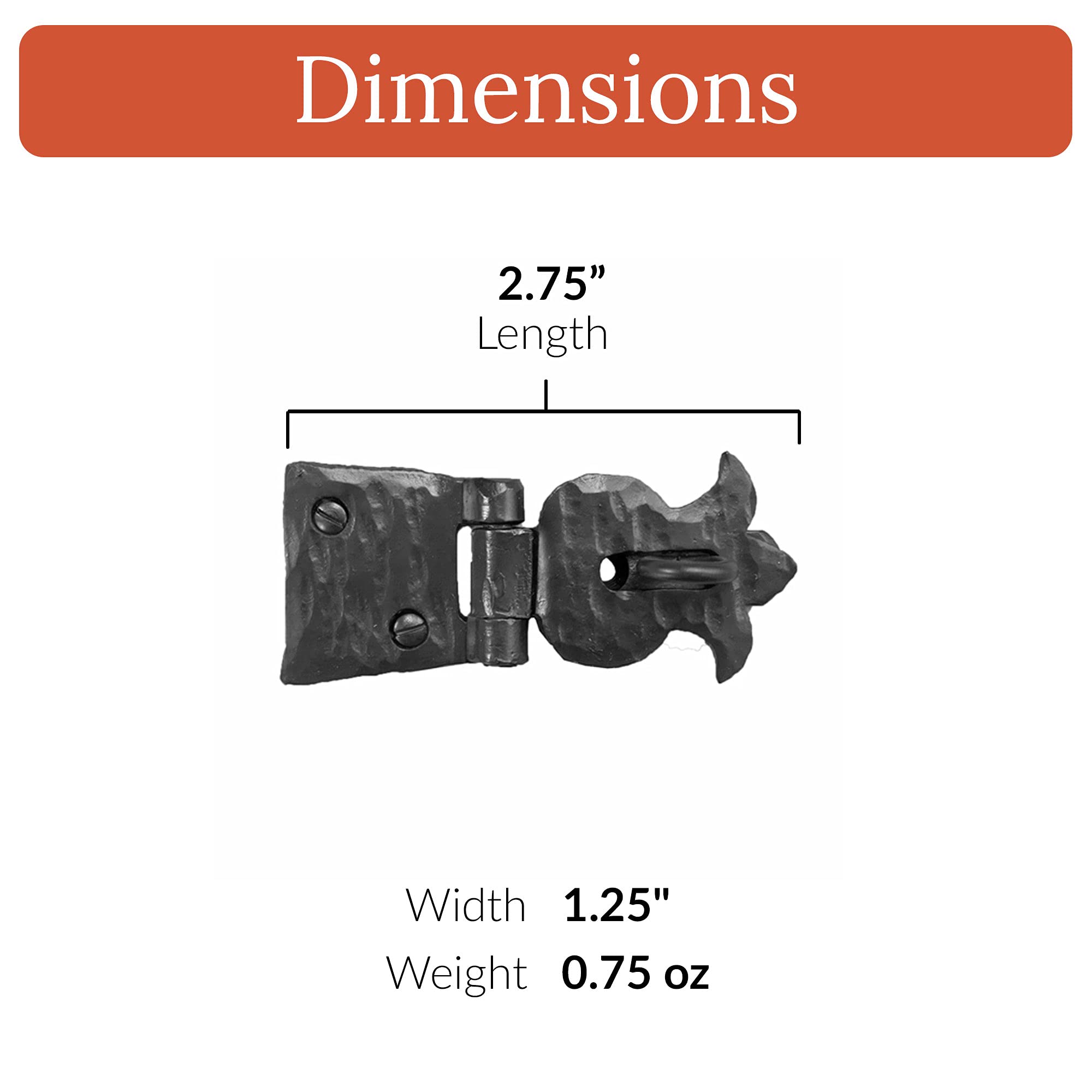 2 Pack 2.75 inch Decorative Furniture Hasp Small Latch - Antique Trunk Hardware, Wrought Iron Decorative Hardware, Decorative Metal Hardware - The Sonora Series by Borderland Rustic Hardware