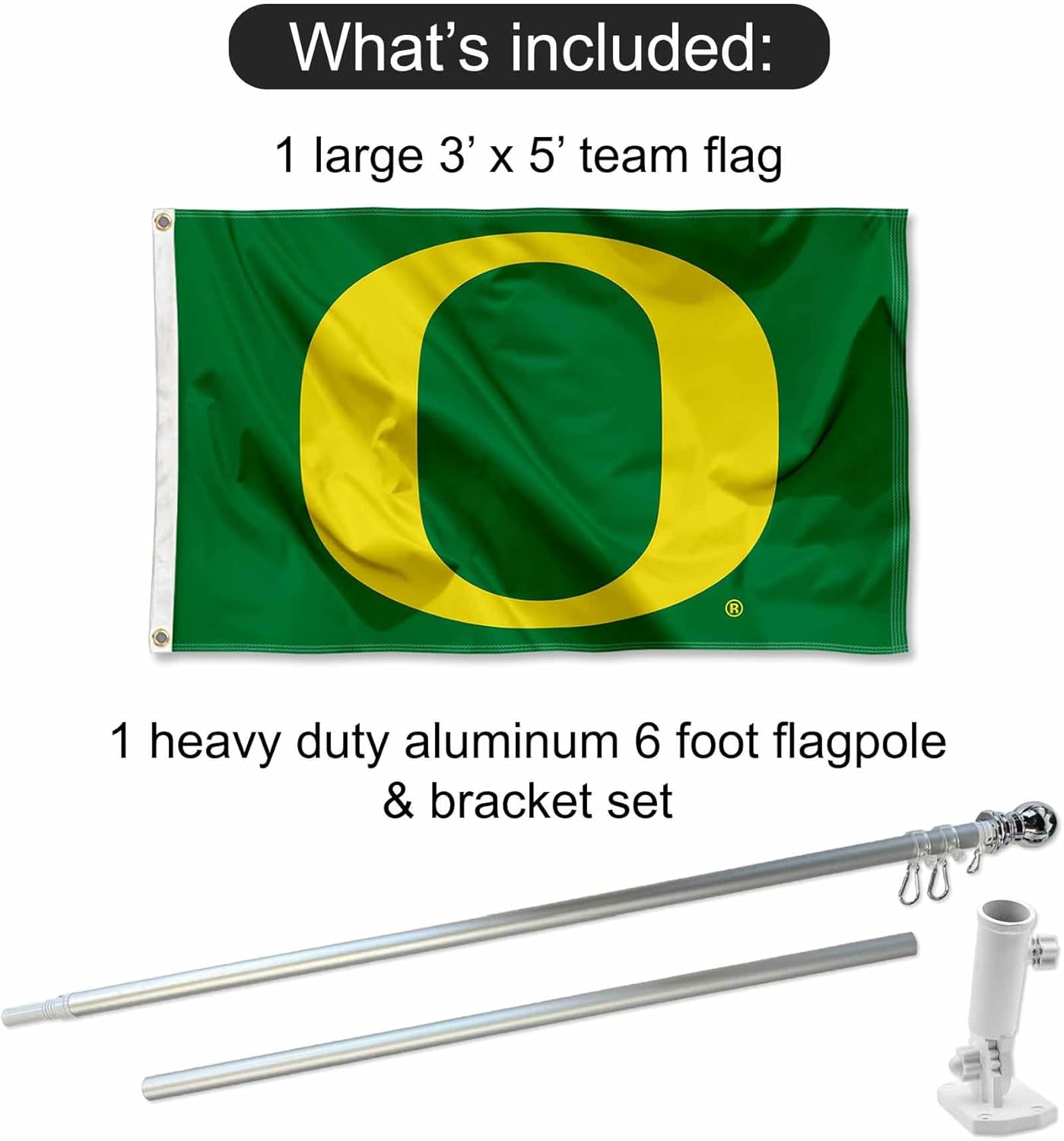 Oregon Green Flag with Pole and Bracket Mount Kit - Image 2