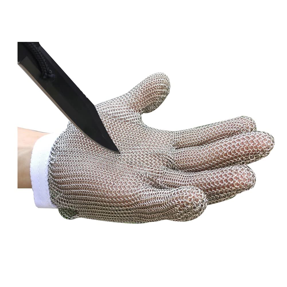 Guantes Resistentes a Cortes 304 guantes anti-corte de acero inoxidable, chef carnicero de corte de carne de corte guantes de metal, protección de nivel 5(M/A pack of one)