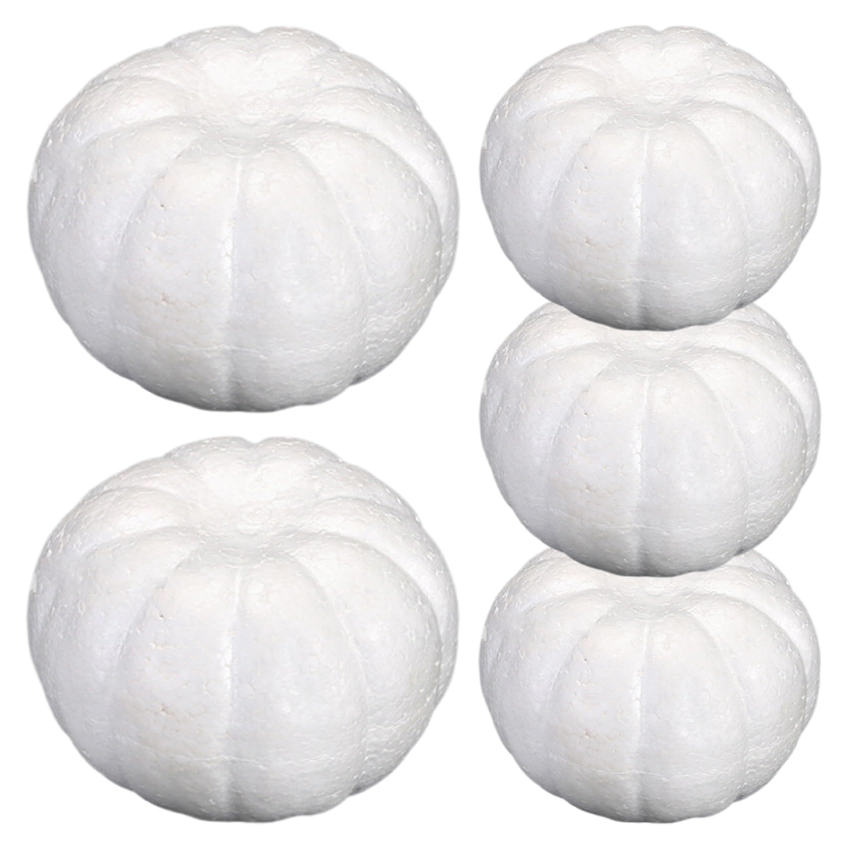 Ameble 5Pcs Foam Pumpkins 4in & 7in Realistic White Pumpkins Paintable Carvable DIY Foam Pumpkin for Halloween School Project Christmas Decor Halloween