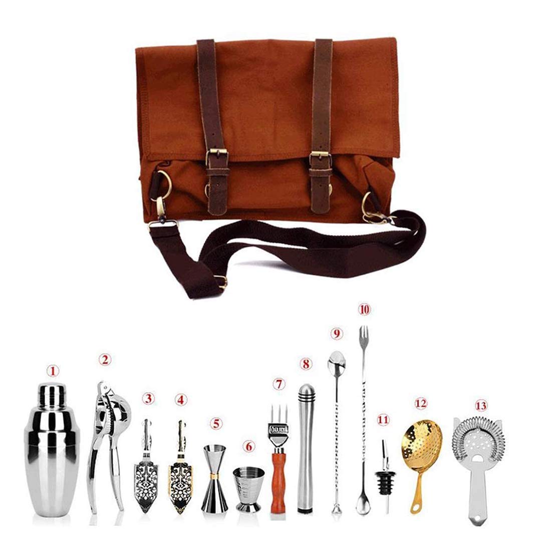 Coctelera Juego de cócteles Shaker Premium Bartenders Kit Juego profesional para hacer cócteles con 13 herramientas modernas para hacer cócteles, utilizado como un juego de mixología, con bolsa d