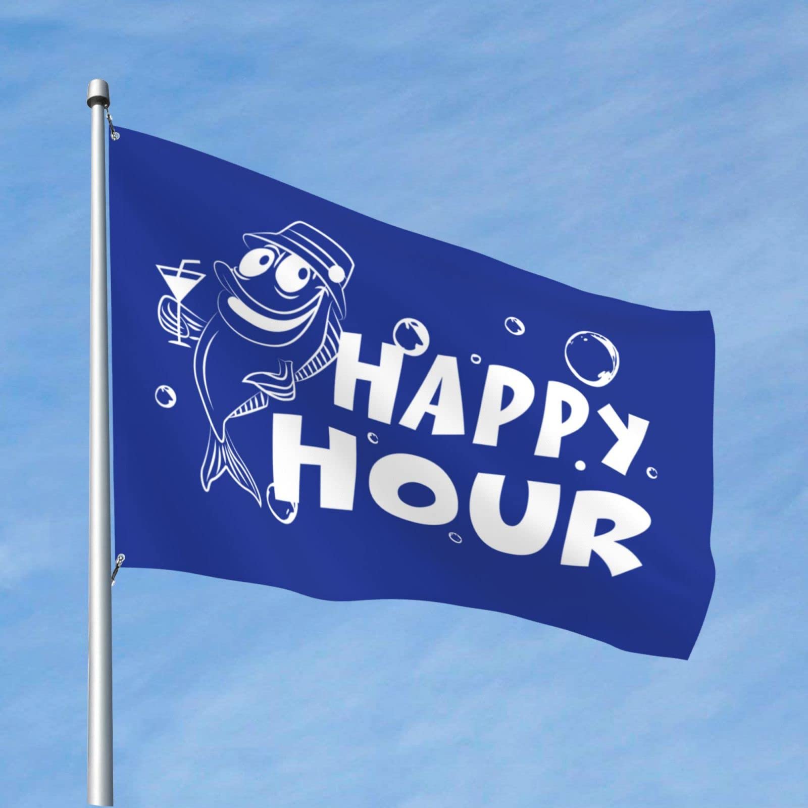 Drapeau grand format Happy Hour Poisson et Man Cave Rules avec œillets de fixation robustes - 7