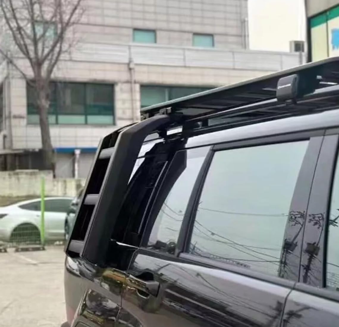 Glossy Black Foldable Liftable Side Window Roof Step Ladder Fits for Hyundai Santa Fe MX5 2024 2025 2026