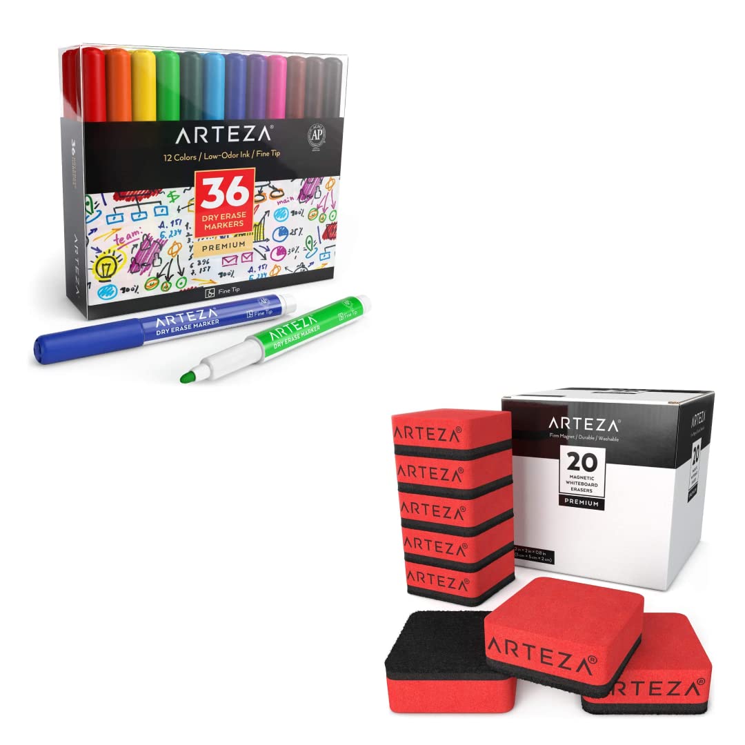 Arteza Glass Board Dry Erase Markers Pack of 10 Bright Neon Colors