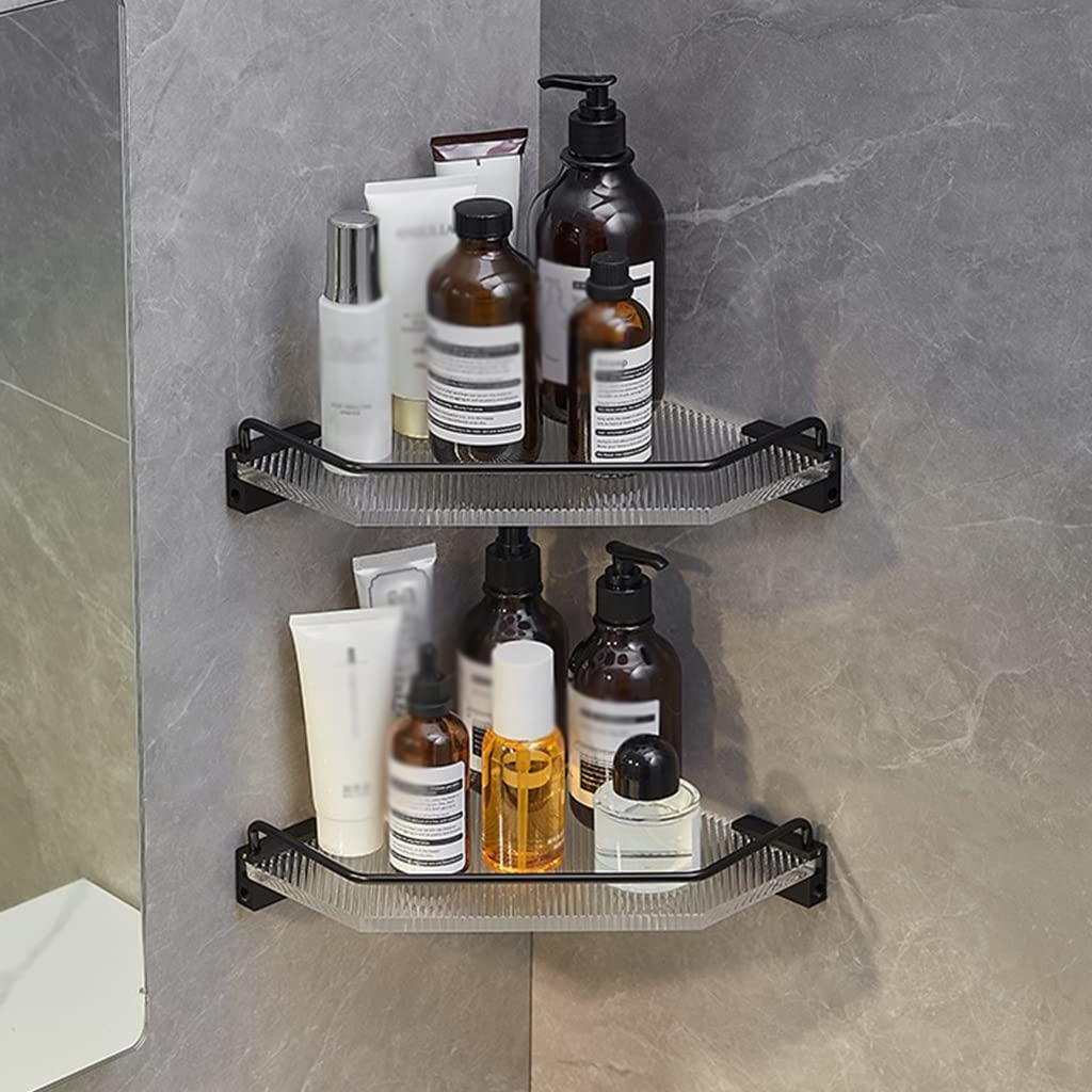 BAHELS Shower Caddy Light Luxury Black Tripod Shower Room Rack Bathroom Space Aluminum Shower Gel Tripod Storage Bathroom