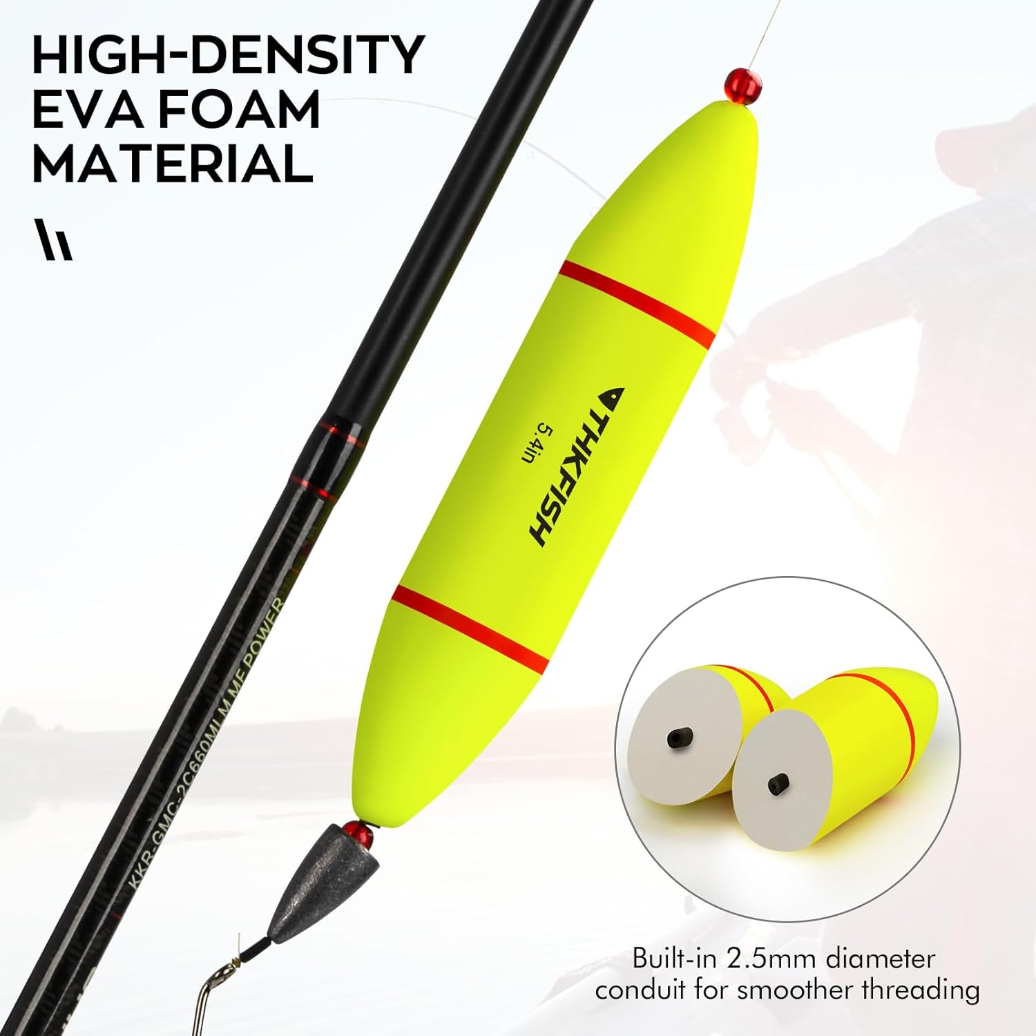 THKFISH Slip Bobbers Floats, Fishing Slip Bobbers EVA-Slider-Bobbers Slip Corks for Saltwater Freshwater Fishing Catfish Bobbers Assortment,8PCS Yellow&Red