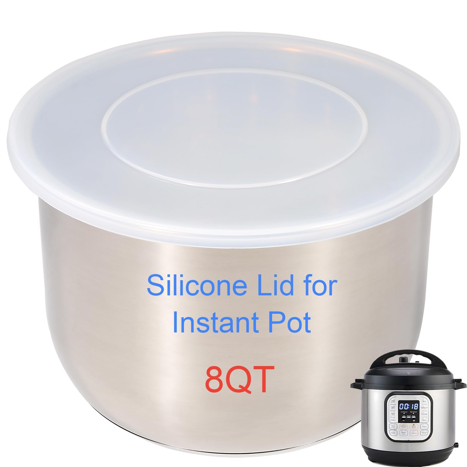 Photo 1 of Silicone Lid for Instant Pot 8QT (10.23IN), Premium Silicone Cover Accessories Fits Instant Pot 8 Quart, Reusable Lid Replacement for Instantpot Inner Pot, Bowl and Microwave Cover for Food