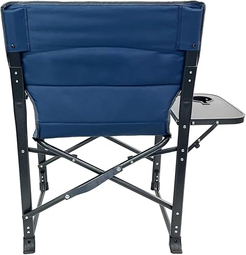Miniatura 14 de XL Directors Silla con mesa auxiliar plegable, silla de campamento resistente soporta 400 libras, asiento plegable para exteriores de gran