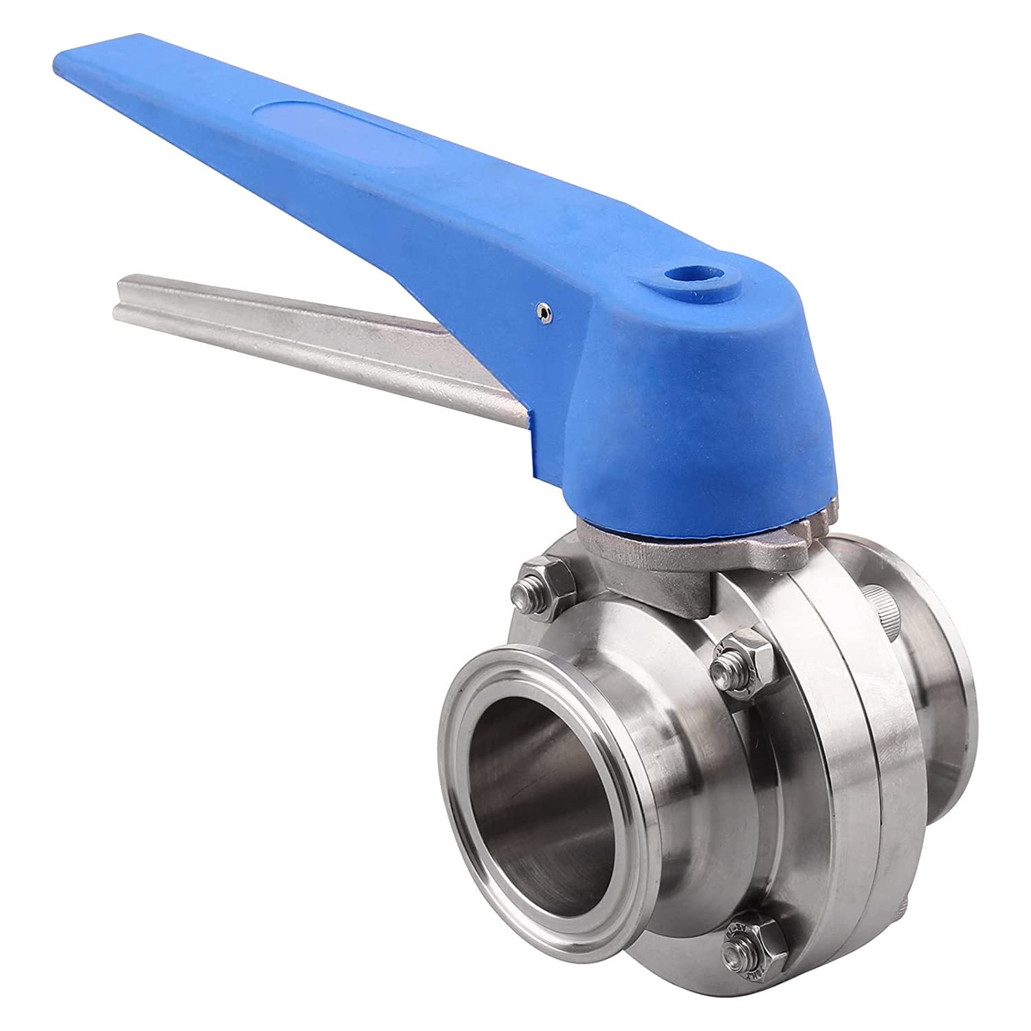 Osmond Vanne papillon avec gâchette bleue en acier inoxydable 304 Tri-Clamp (3,8 cm Tri Clamp Vanne papillon 3,8 cm)
