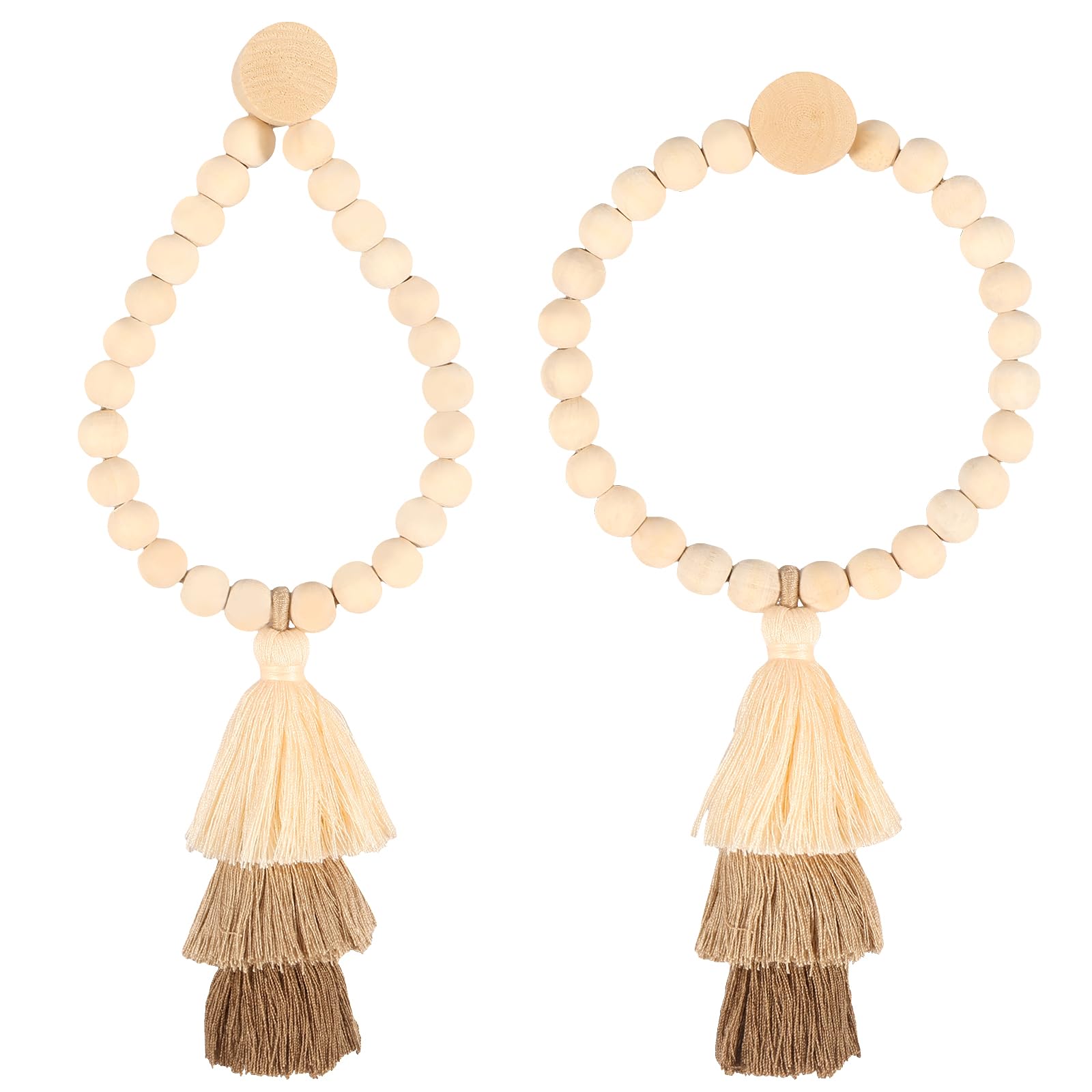 2 Pcs Magnetic Curtain Tiebacks Wood Bead Curtain Tiebacks with Tassel Decorative Curtain Holdbacks Elegant Curtain Ties for Home Bedroom Office Nursery Decor.(Coffee)