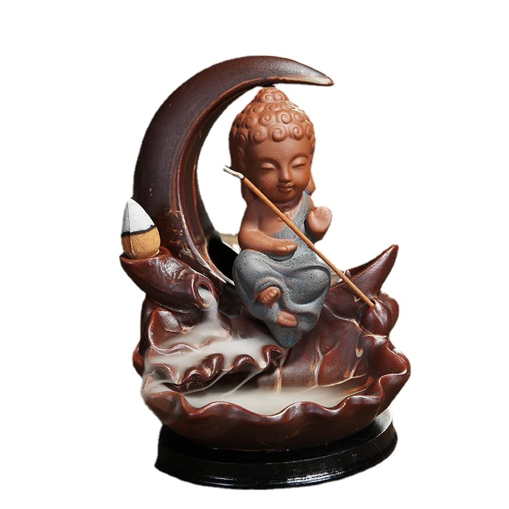 Brûleur d'encens reflux Moine Zen en céramique pour apaiser l'esprit et purifier l'air