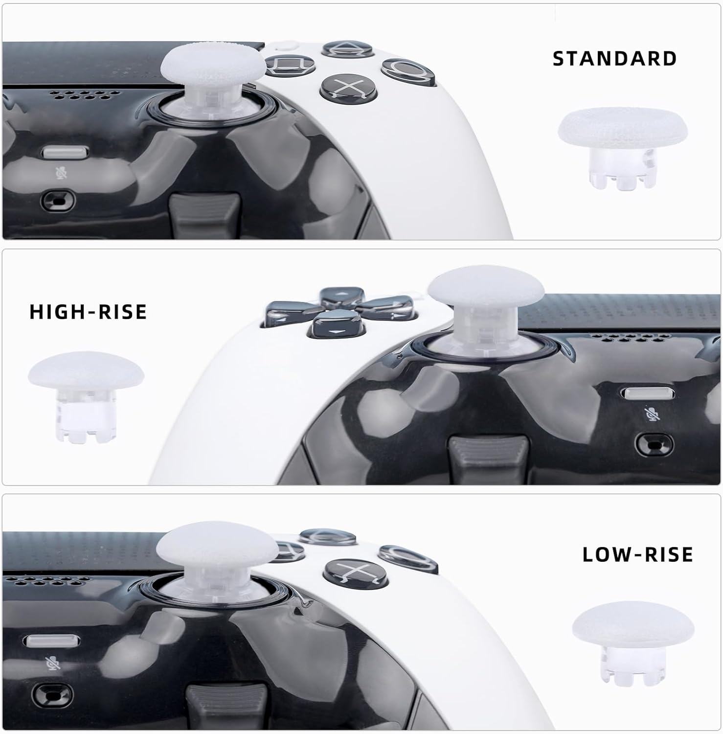TOMSIN Thumbsticks Replacement for PlayStation Edge Wireless Controller,8 in 1 Joysticks Repair Kit Compatible for PS5 Controller,for PS4,Xbox one,Xbox Series X/s (White)