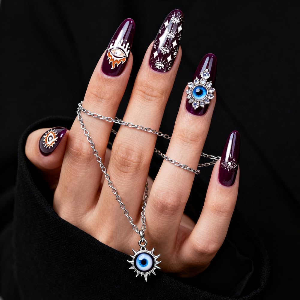 PH PandaHall 4pcs Evil Eye Nail Stamping Plate Spooky Nails Arts Stencils Mystical Nail Stamper Decorative Eyes Nails Art Templates Manicure Image Plates for Women DIY Manicure Design Printing