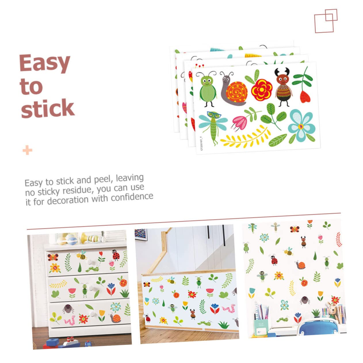 Yardwe 5 Juegos Pegatinas de Pared Infantiles Autoadhesivas de Flores y Animales Decoración para Habitaciones Quitar y Reubicar
