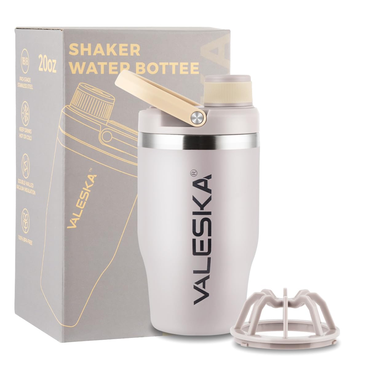 VALESKA Protein Shaker Bottle | 20oz Insulated Stainless Steel Protein Shaker, BPA Free, Leak Proof, Dishwasher Safe, Perfect for Protein Shakes and Pre Workout | Green — Amazon image 10