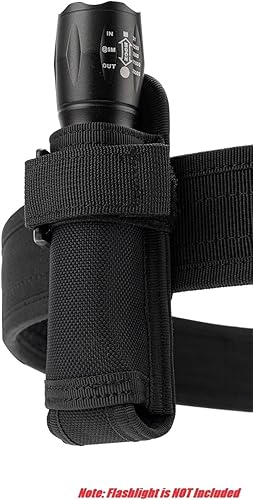 Miniatura 2 de Soporte para linterna, funda de nailon con clip de cinturón táctico con parte superior abierta, con clip de cinturón táctico con mosquetón de 360
