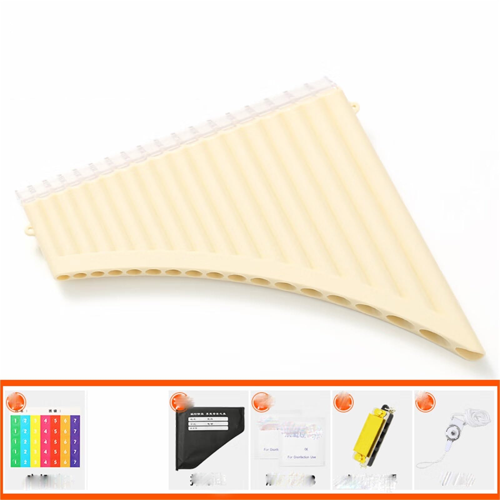 Panflöte 18-Rohr-Panflöte Für Anfänger Professionelles Performance-Instrument(Beige)