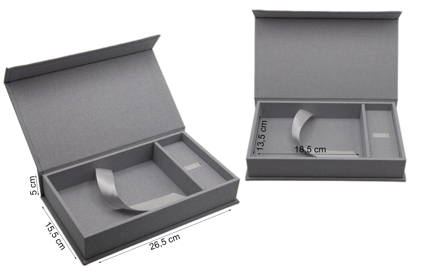 Contenitore USB per matrimonio, con scatola fotografica, 13 x 18 cm, tessuto di lino (HGray)