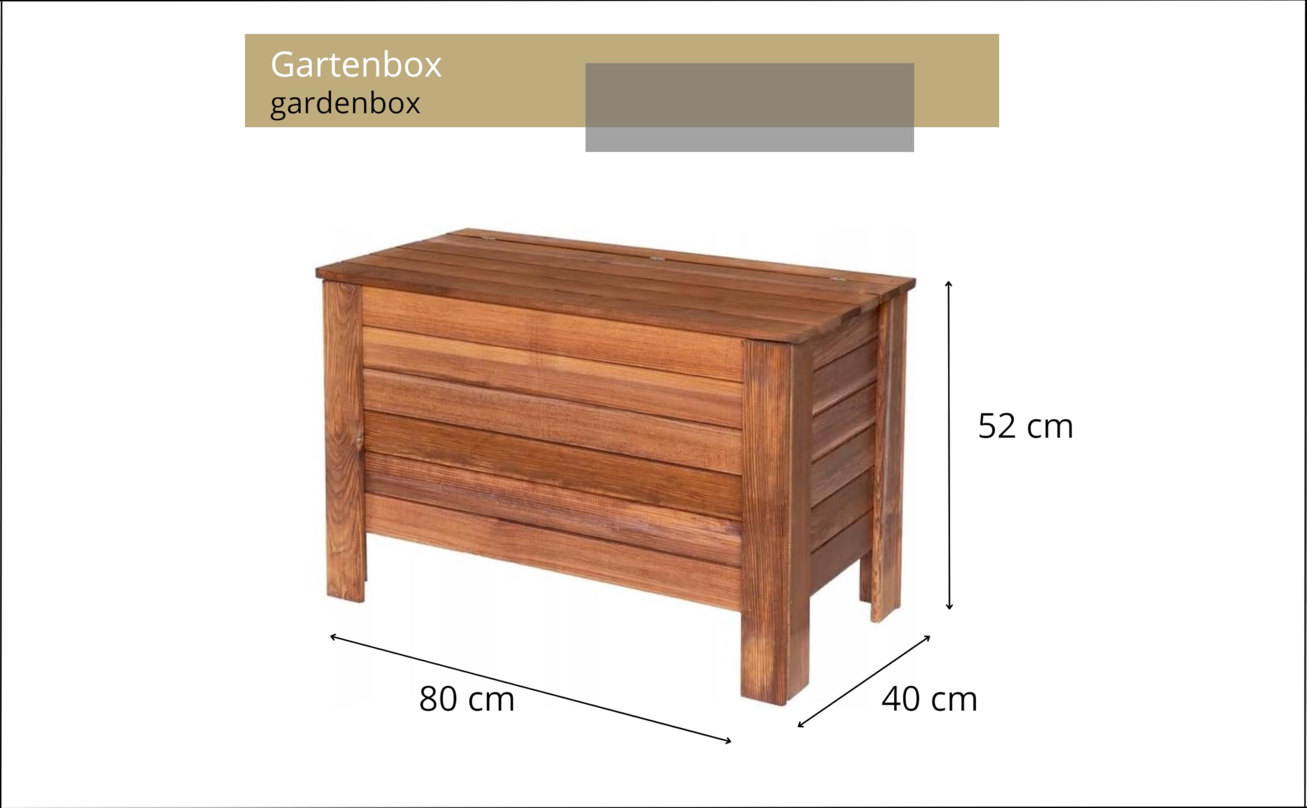 Gartenbox 80x52x40 cm Braun Kiefernholz Massiv Auflagenbox Kissenbox Holztruhe Aufbewahrungsbox Truhe Kiste Gartenmöbel 166l