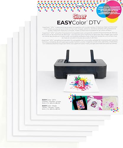 Siser EasyColor DTV + Mask - Paquete combinado de 8.4 x 11 pulgadas, 5 hojas de vinilo de transferencia de calor compatible con impresoras de
