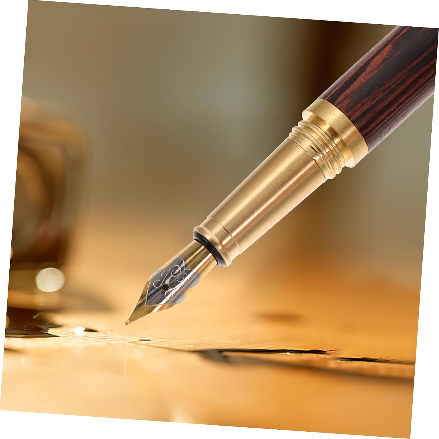 SECFOU Fountain Pen Wooden Body and Detailing Writing Tip for Office and School Use Design for Long-term Writing for Calligraphy and Signature