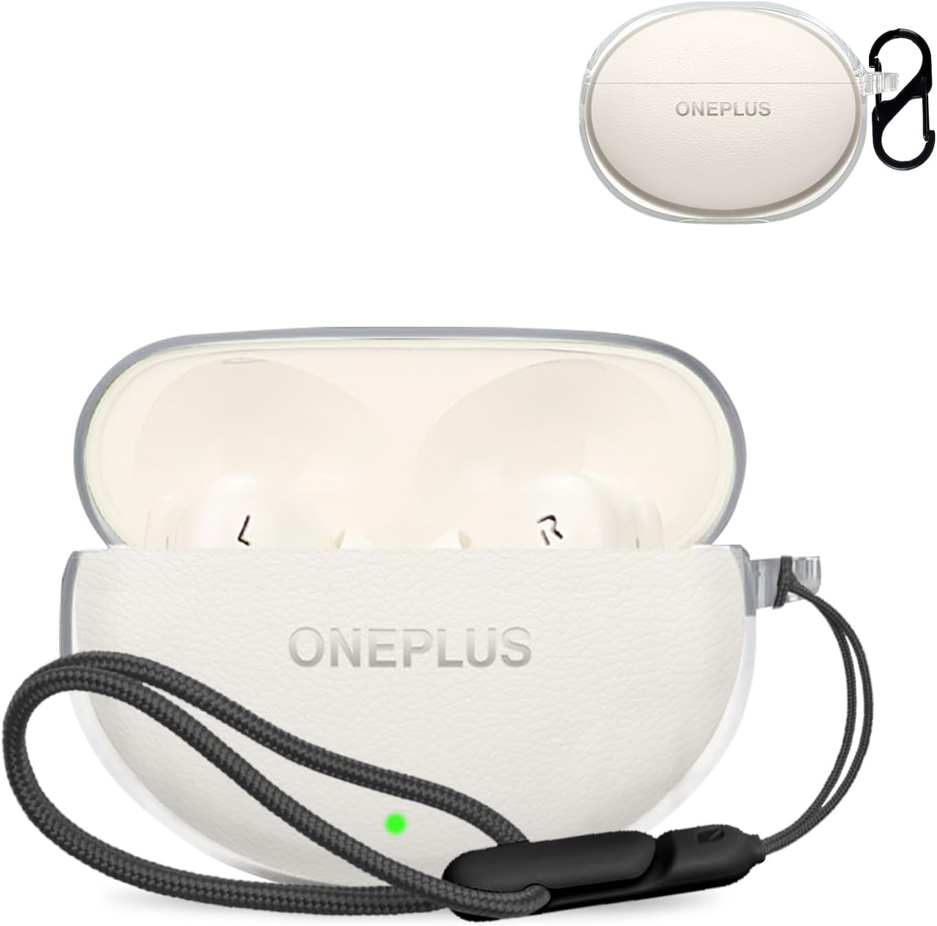 Case Cover for OnePlus Buds Pro 3, Wireless Earphone TPU Protective Cover(with Carabiner + Lanyard) Drop-Proof, Scratch-Proof, Shock-Proof,Case for OnePlus Buds Pro 3 Wireless Earbuds(Clear)