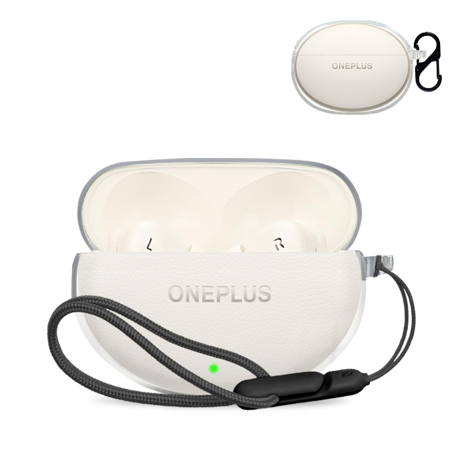 Case Cover for OnePlus Buds Pro 3, Wireless Earphone TPU Protective Cover(with Carabiner + Lanyard) Drop-Proof, Scratch-Proof, Shock-Proof,Case for OnePlus Buds Pro 3 Wireless Earbuds(Clear)