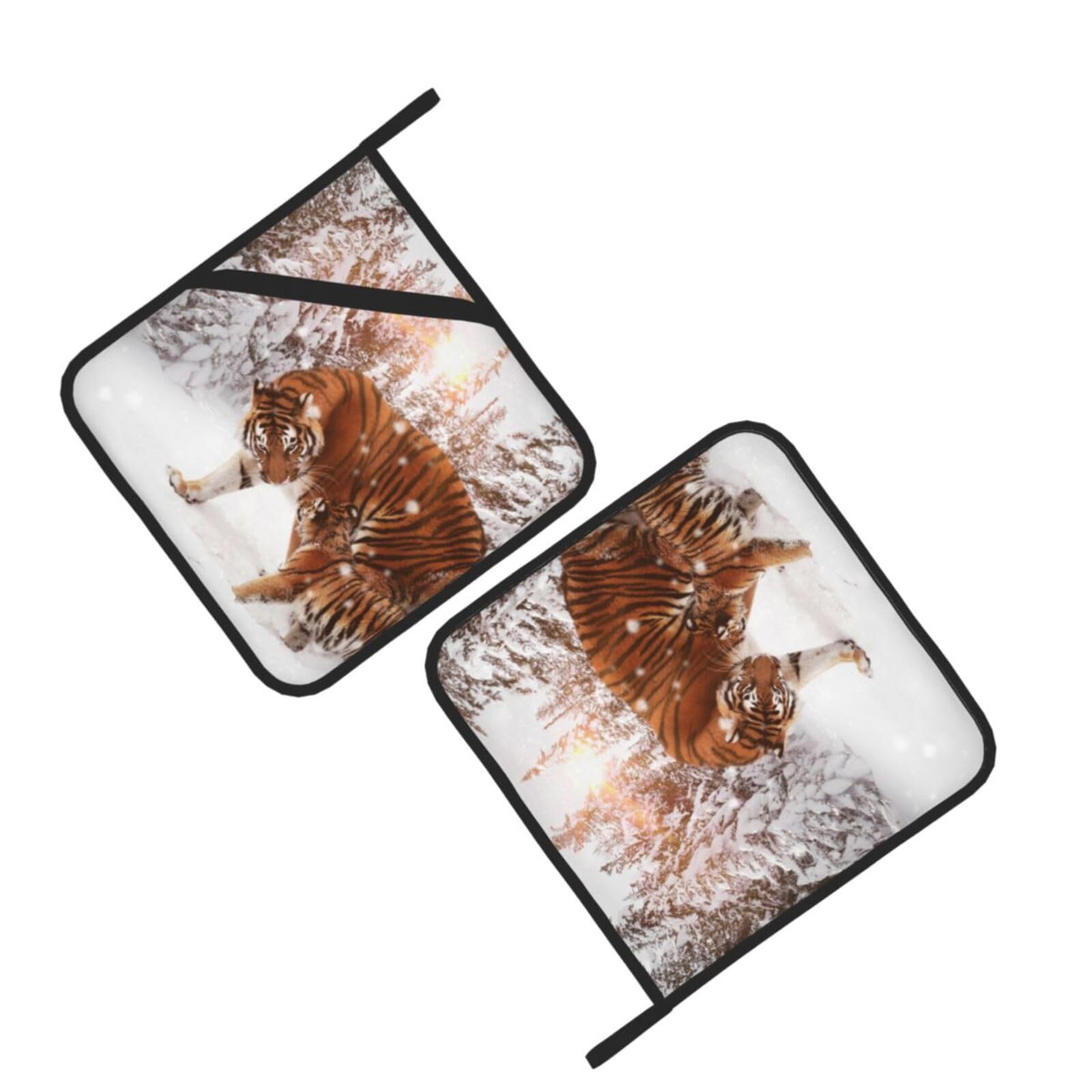 Tiger Printed Oven Pot Holders Set of 2 Pcs Heat Resistant Kitchen Microwave Potholders for Cooking Baking Grilling