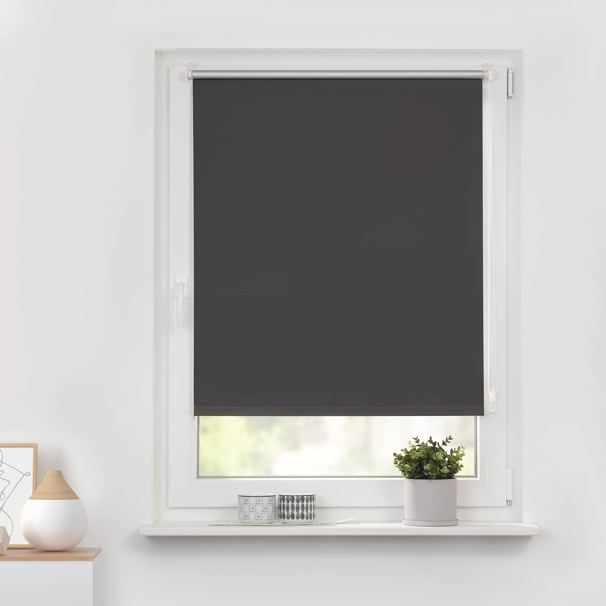 Lichtblick Thermorollo ohne Bohren, Klemmfix, Verdunklungsrollo, Hitzeschutz, Sichtschutz, Wandmontage, Deckenmontage, Rollo für Fenster und Türen Anthrazit,70 cm x 150 cm (B x L) - Image 2