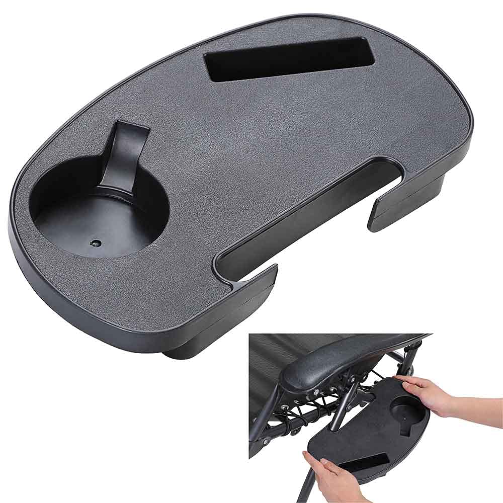 BAKAJI Sedia gravità Zero Sdraio da Giardino Poltrona Relax Pieghevole Salvaspazio con Vassoio Tubolari Acciaio 22mm Reclinabile Tessuto in Texilene Traspirante Terrazzo Piscina Esterno (Nero)