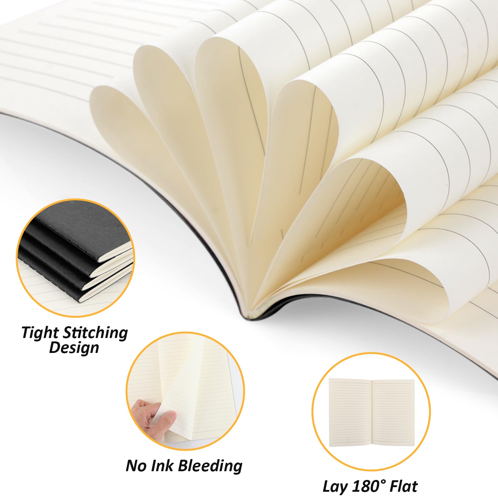 APACALI 50PCS A5 Notebook Multipack, 60 Pages / 30 Sheets Kraft Notebooks A5, a5 Blank Notebook Plain Notebooks Notepad for Diary, Memo, Office Supplies, Black - Image 3