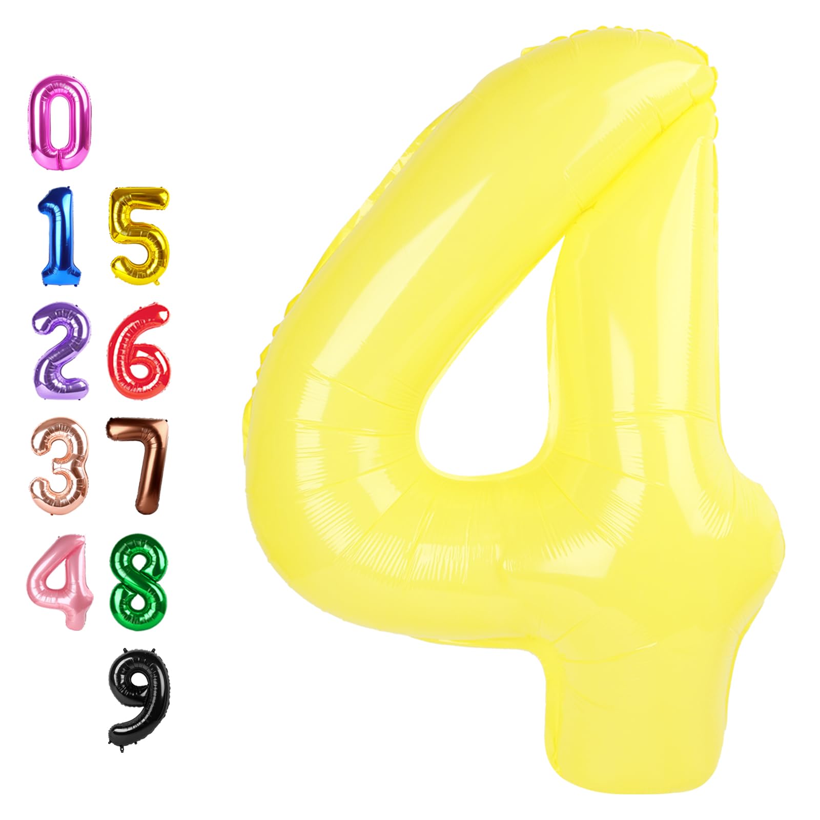4 Balloon 40 inch Yellow Number Balloons for 4th Birthday Party Decorations